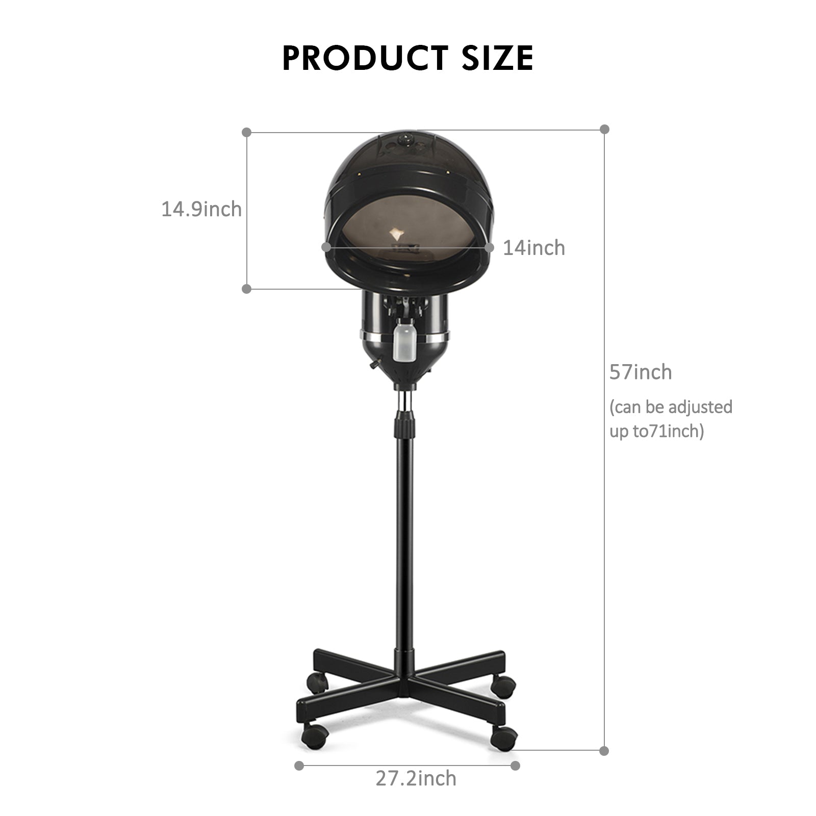 #4002 Professional Hair Steamer for Deep Conditioning, Height-Adjustable Standing Hair Steamer with Timer, Hairdressing Care Hood Color Processor Beauty Salon Home