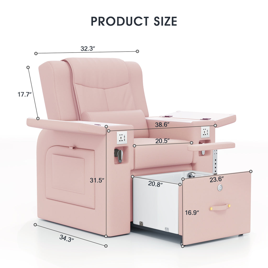 #1481 Artist hand Pedicure Spa Chair, Massage Chair, with Smart Foot Bathtub, Hand Wash, Salon Chairs for Manicure, Foot Bath