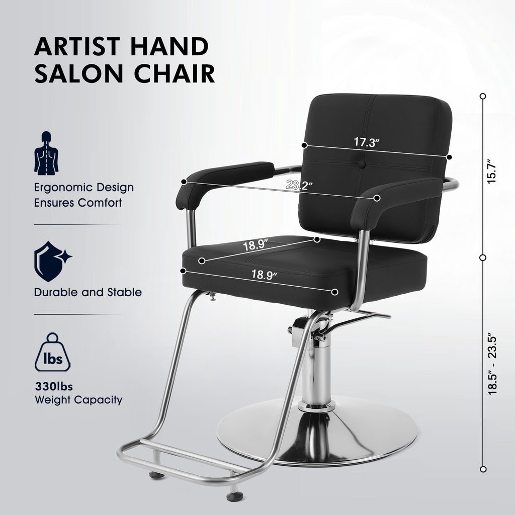 #5091 Black Salon Chair, Professional Hair Stylist Chair with Heavy Duty Hydraulic Pump, 360 Degree Swivel Styling Chair, Beauty Salon Equipment, Load Capacity 330 lbs