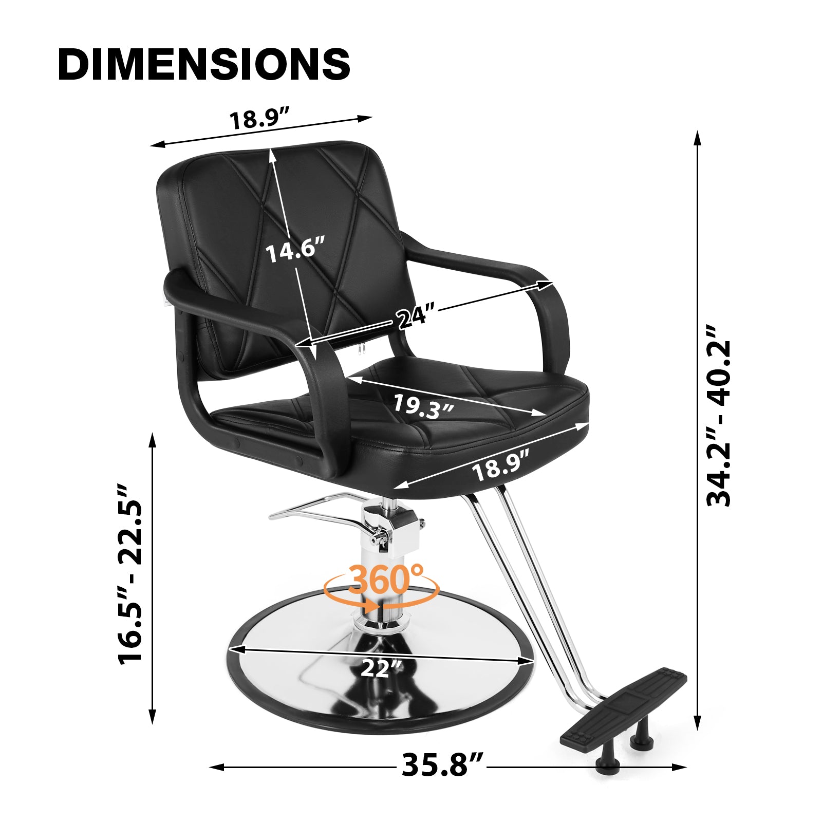#2039 Black Classic Salon Hydraulic Barber Chair Beauty Spa Hair Dresser Stylist 360??