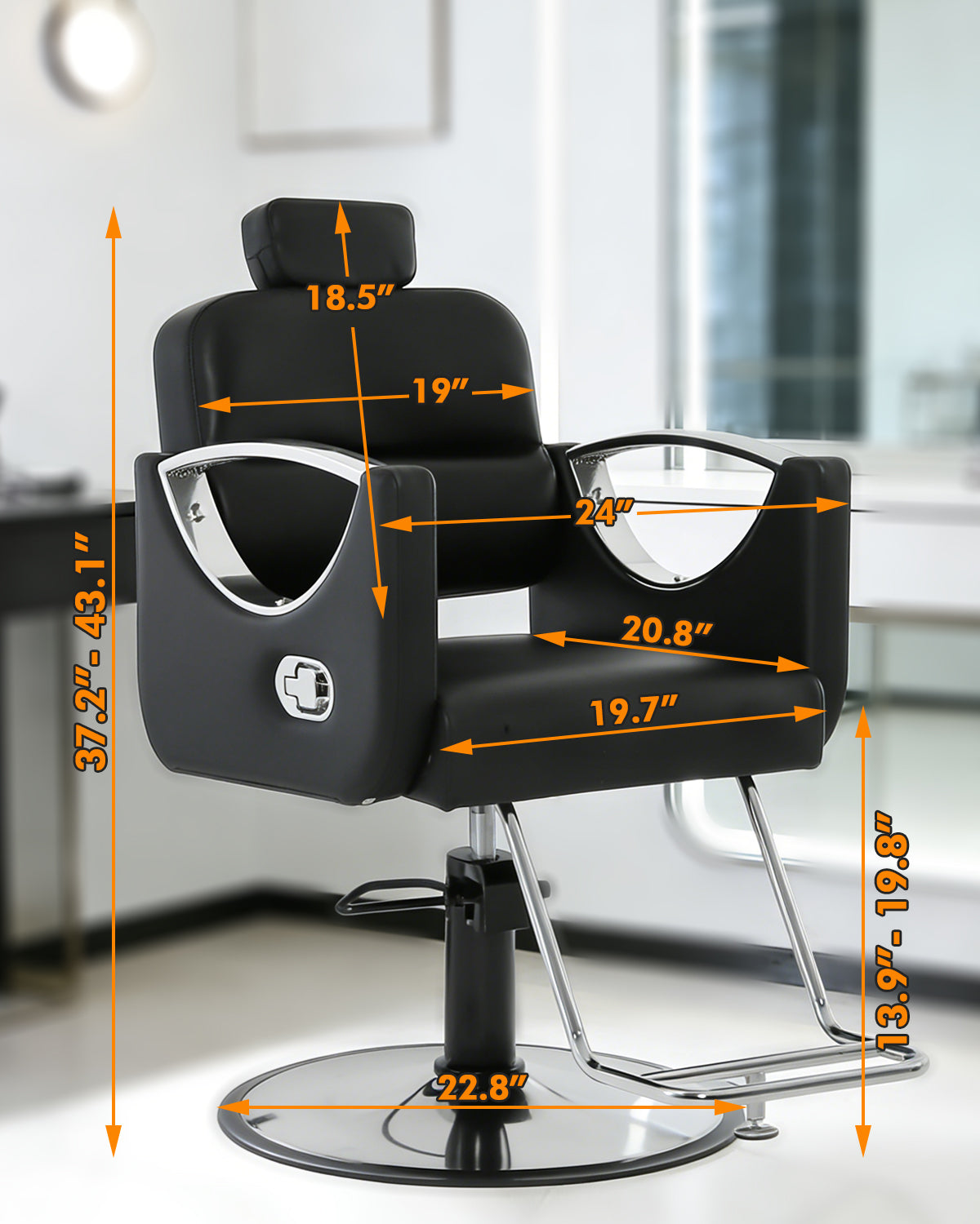 #2015 Barber Salon Chairs, Reclining Salon Chair for Hair Stylist, Hair Salon Chair with Heavy Duty Hydraulic Pump, 360 Degree Swivel Adjustable Height for Barbershop, Beauty Salon Equipment, Black