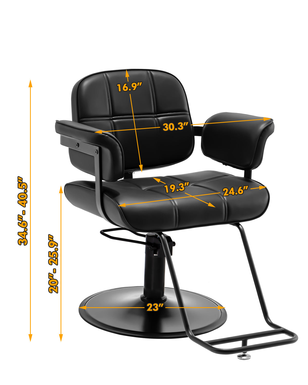 #2017 Barber Salon Chair, Extra Wide Hair Styling Chair with Heavy Duty Hydraulic Pump, 360?? Swivel Height Adjustable Braiding Design, Luxury Beauty Salon and Barbershop Equipment, Black