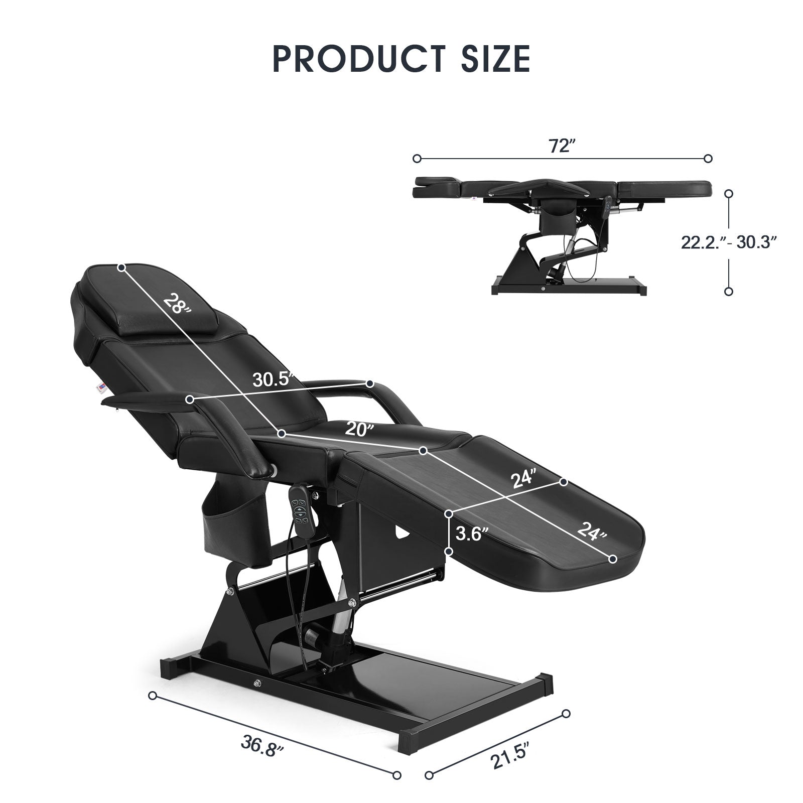 #2025 Facial Bed for Esthetician Massage Table Beauty Bed Medical Aesthetic Tattoo Chair with 3 Motor Electrical Adjustments,Black