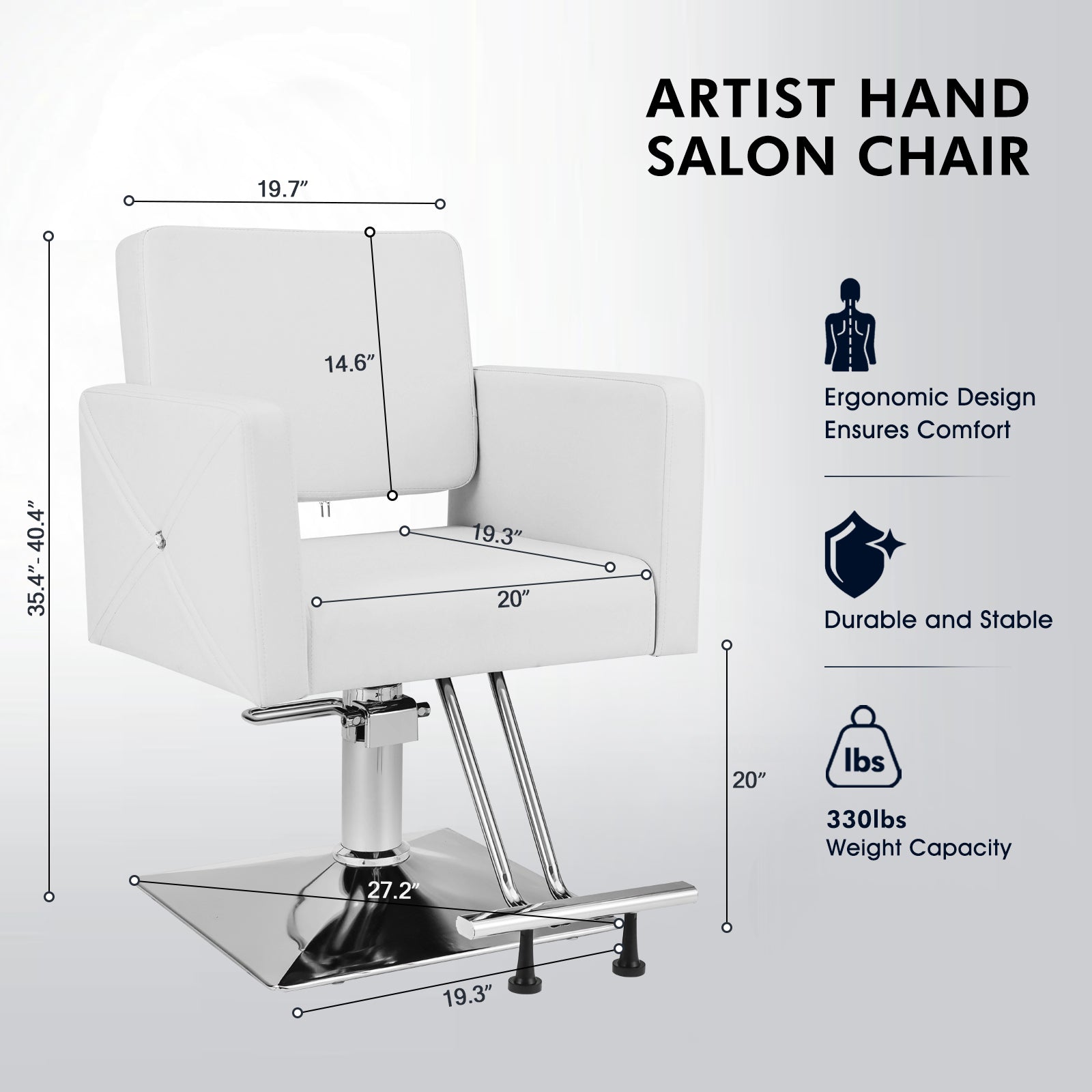 #91000 Hair Salon Chair White, Hydraulic Styling Chair with Heavy Duty Pump, 360 Degree Swivel Barber Chair, Beauty Salon Equipment for Hair Stylist, Max Load 330 Lbs