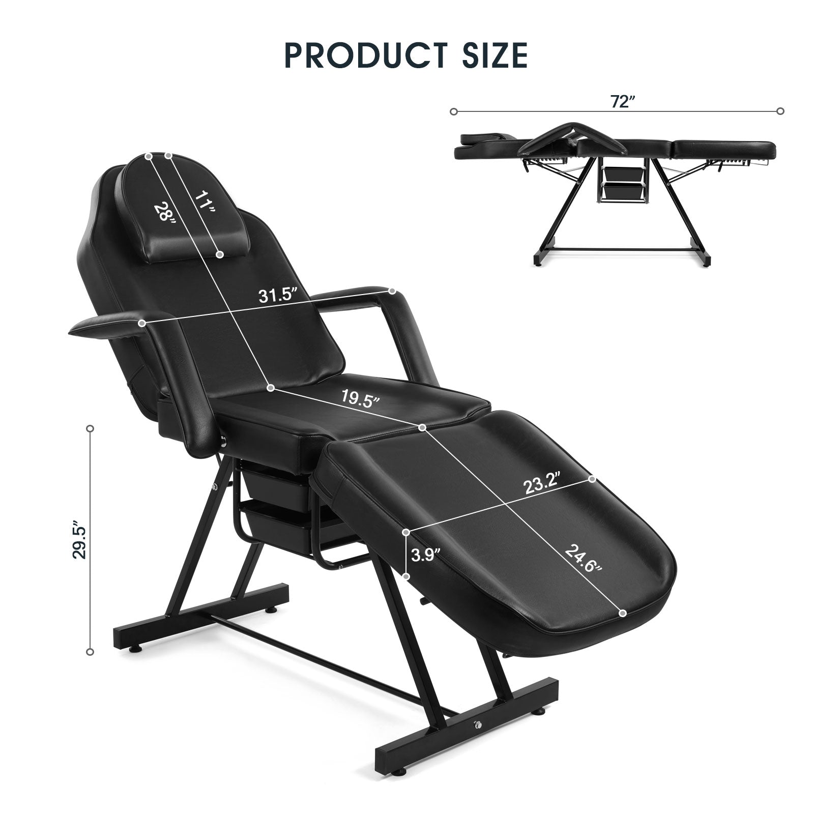 #2004 Facial Tattoo Chair Massage Bed Salon Lash Chair for Eyelash Extensions Tattoo Table Salon Chair with Trays