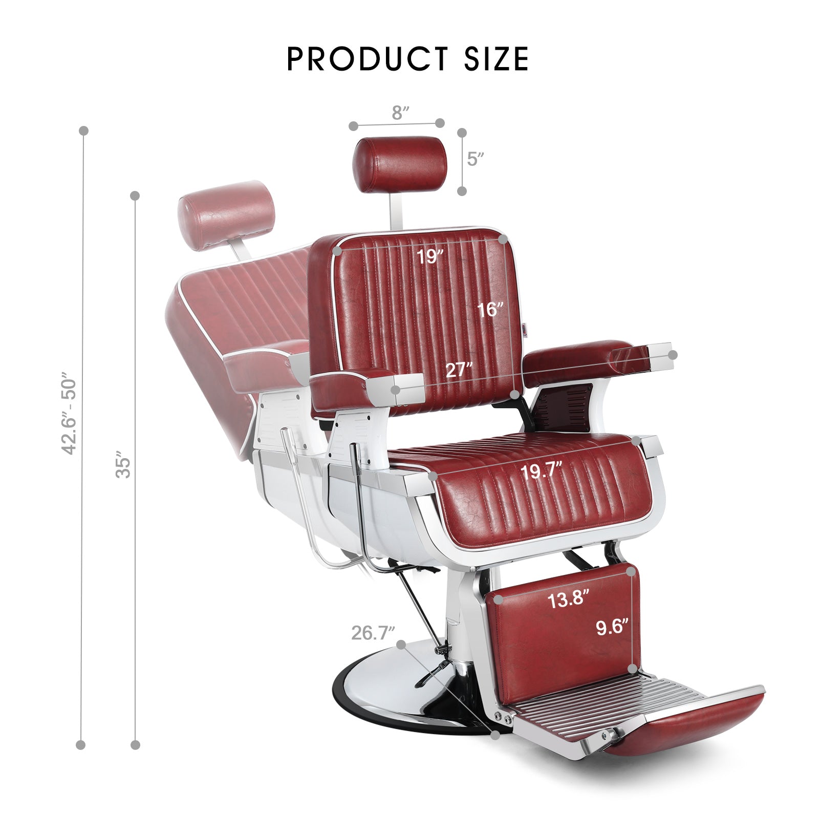 #5080 Heavy Duty Recline Hydraulic Barber Chair